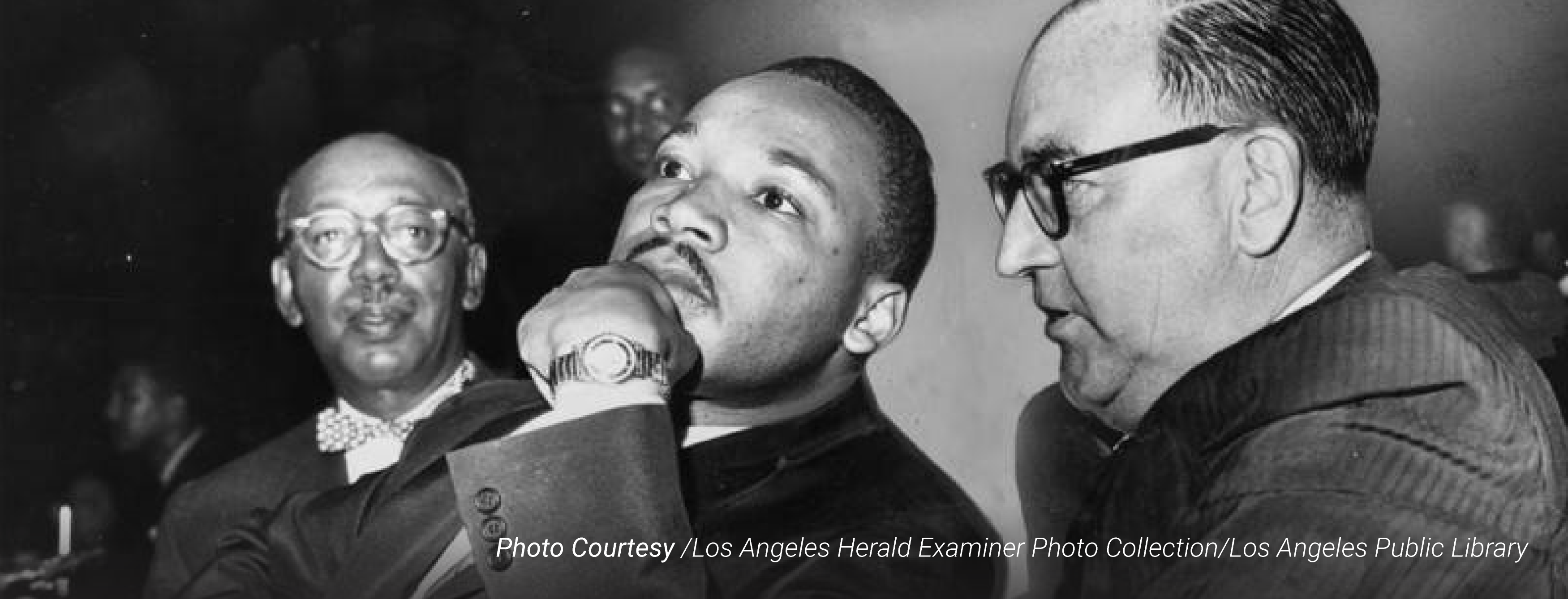  Martin Luther King Jr. and Governor Edmund G. Brown during a Freedom Rally at the Los Angeles Sports Arena June 18, 1961.